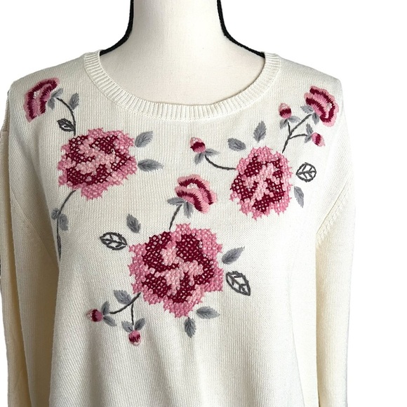 Vintage Alfred Dunner Floral  Embroidered embellished Sweater. Size 1X - Picture 3 of 6